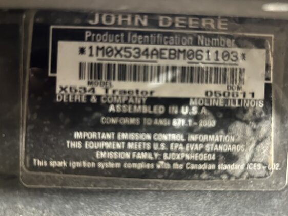 2011 John Deere X534 - Image 9