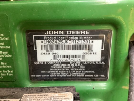 2012 John Deere Z425 - Image 2